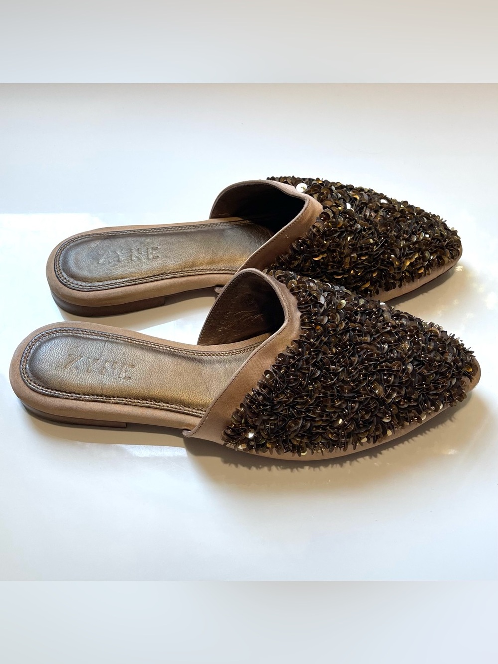 ZYNE Moroccan Luxury Hand-beaded Slip-On Mules